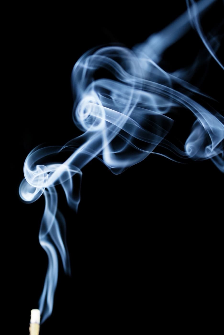 Smoke curling from a burning incense stick
